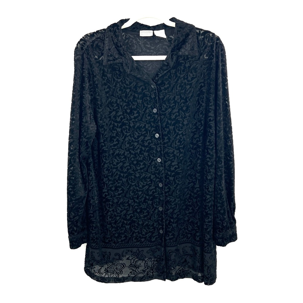 Vintage Dividends velvet‎ burnout tunic top Whimsigoth 90s gothic witchy L